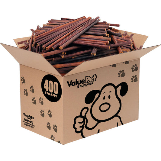ValueBull Beef Collagen Sticks for Small Dogs, 12 Inch Thin Chew, 400 Count Wholesale Pack - Thin - 400 Sticks