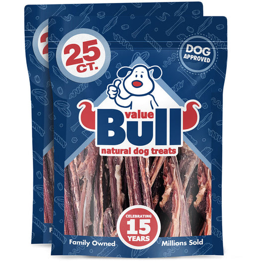 ValueBull Beef Jerky Gullet Sticks Dog Chews, 5-6 Inch, 50 Count - Gullet - 50 Sticks