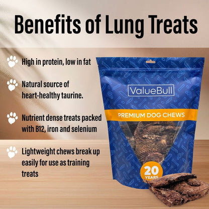 ValueBull Beef Lung Wafers for Dogs, 20 Pounds Wholesale Pack - Wafers - 20 Pound
