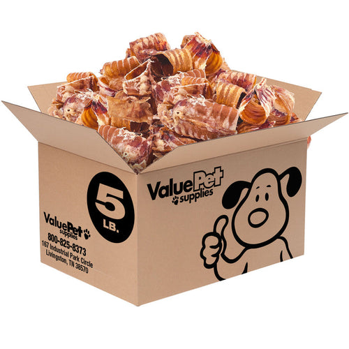 ValueBull Beef Trachea Bites for Small Dogs, Premium, 5 Pounds Bulk Pack - Bites - 5 Pound