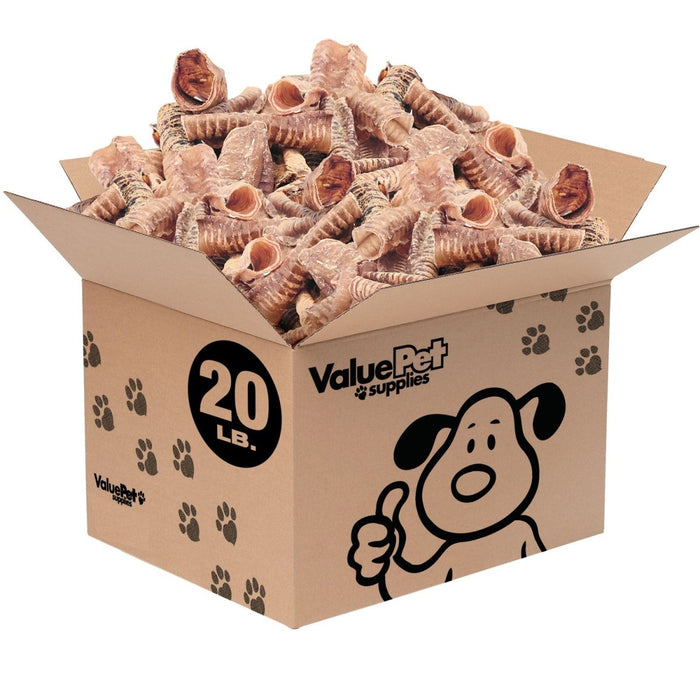 ValueBull Beef Trachea Dog Chews, Premium 5-6 Inch, 20 Pound Bulk Pack - Tubes - 20 Pound