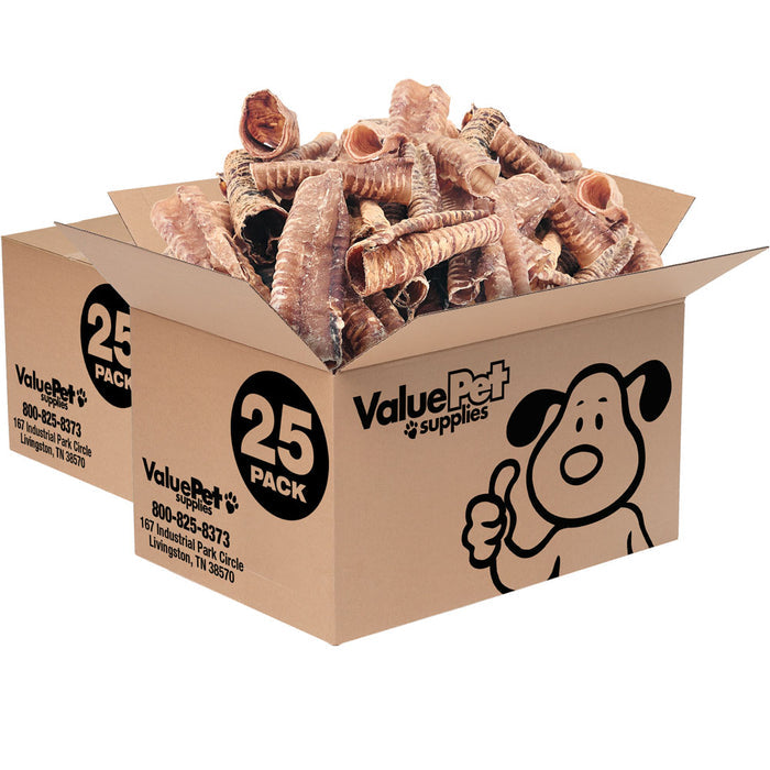 ValueBull Beef Trachea Dog Chews, Premium 5-6 Inch, 50 Count Bulk Pack - Beef - 50 Tubes