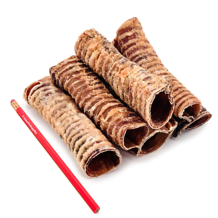 ValueBull Beef Trachea Dog Chews, Premium 5-6 Inch, 50 Count Bulk Pack - Beef - 50 Tubes