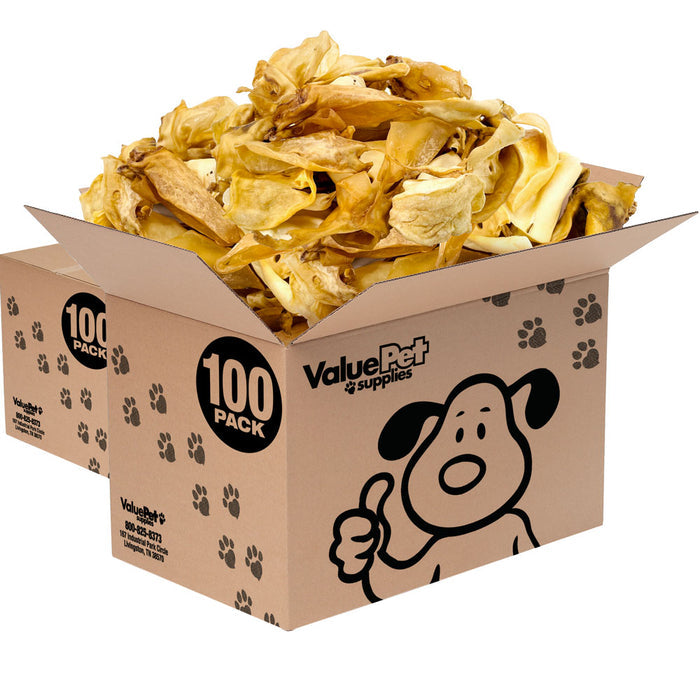 ValueBull Brown Cow Ears for Dogs, Crunchy & Varied, 200 Count Bulk Pack - Varied - 200 Ears