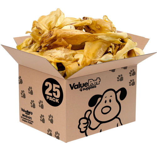 ValueBull Brown Cow Ears for Dogs, Crunchy & Varied, 25 Count Bulk Pack - Varied - 25 Ears