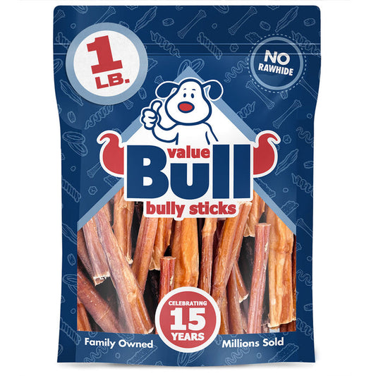 ValueBull Bully Sticks Dog Chews, 3-5 Inch, Varied, 1 Pound - Shorties - 1 Pound