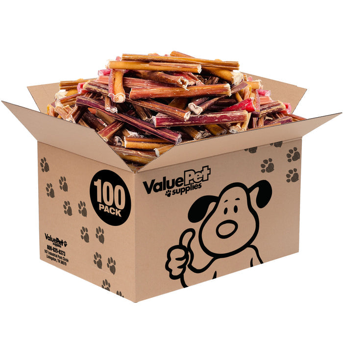 ValueBull Bully Sticks, Extra Thin 4-6 Inch, Varied Shapes, 100 Count Bulk Pack - X-Thin - 100 Pieces