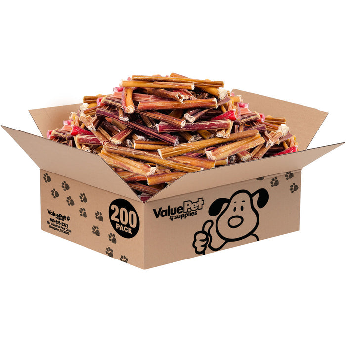 ValueBull Bully Sticks, Extra Thin 4-6 Inch, Varied Shapes, 200 Count Bulk Pack - X-Thin - 200 Pieces