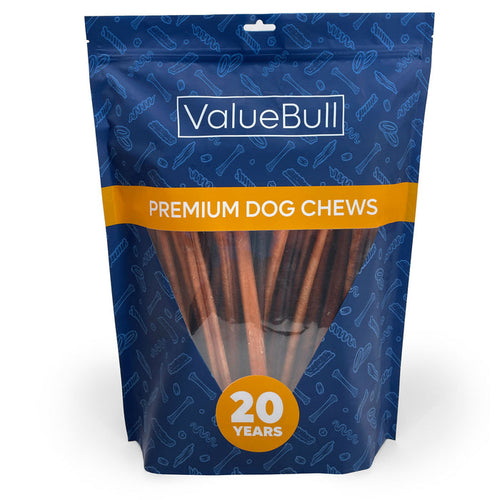 ValueBull Bully Sticks for Dogs, Medium 12 Inch, 50 Count - Medium - 50 Sticks