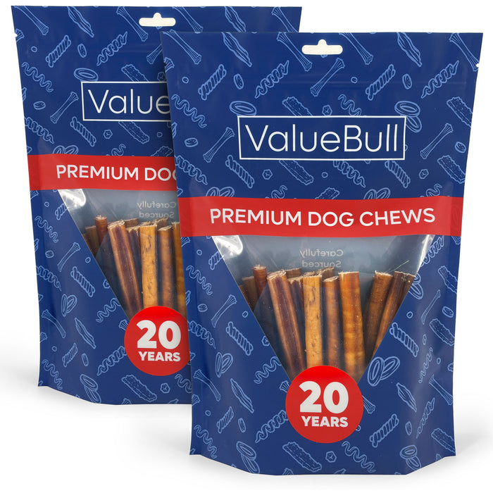 ValueBull Bully Sticks for Dogs, Medium 6 Inch, 50 Count - Medium - 50 Sticks