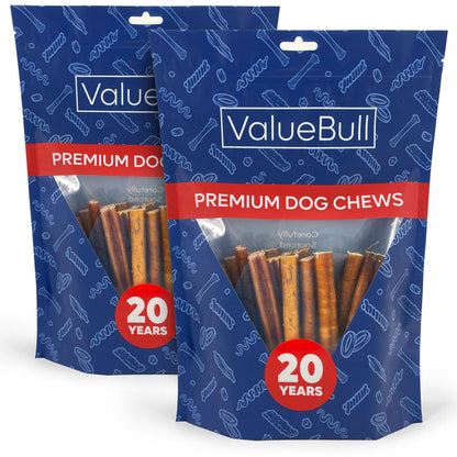 ValueBull Bully Sticks for Dogs, Medium 6 Inch, 50 Count - Medium - 50 Sticks
