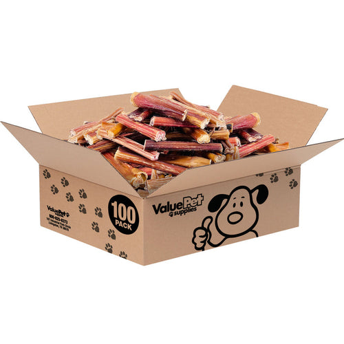 ValueBull Bully Sticks for Dogs, Thin 4-6 Inch, Varied Shapes, 100 Count Bulk Pack - Thin - 100 Pieces