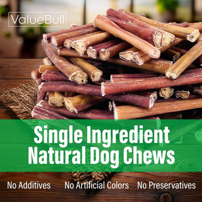 ValueBull Bully Sticks for Large Dogs, Jumbo 6 Inch, 25 Count - Jumbo - 25 Sticks