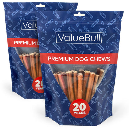 ValueBull Bully Sticks for Large Dogs, Thick 6 Inch, 50 Count - Thick - 50 Sticks