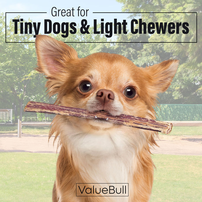 ValueBull Bully Sticks for Small Dogs, Extra Thin 6 Inch, 100 Count Bulk Pack - 100 Sticks