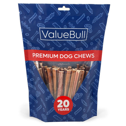 ValueBull Bully Sticks for Small Dogs, Extra Thin 6 Inch, 50 Count - 50 Sticks