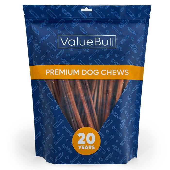 ValueBull Bully Sticks for Small Dogs, Thin 12 Inch, 50 Count - Thin - 50 Sticks