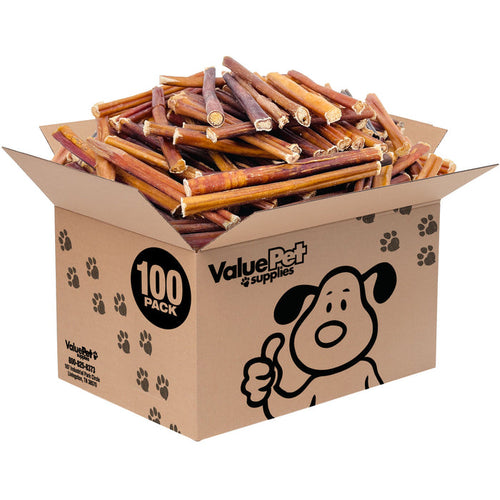 ValueBull Bully Sticks for Small Dogs, Thin 6 Inch, 100 Count Bulk Pack