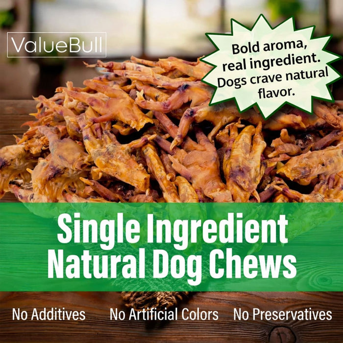 ValueBull Chicken Feet for Dogs, 200 Count Bulk Pack - Chicken Feet - 200 Feet