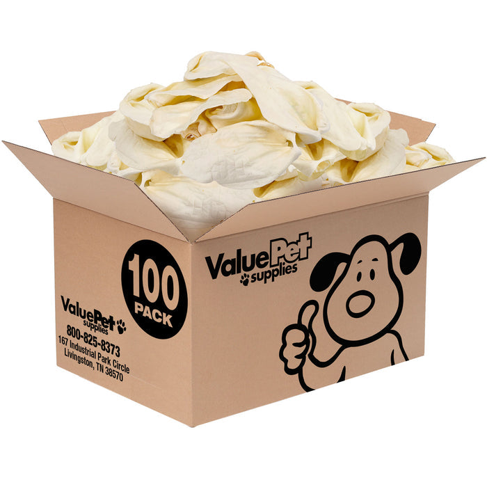 ValueBull Cow Ears for Dogs, Large, 100 Count Count Bulk Pack - Large - 100 Ears
