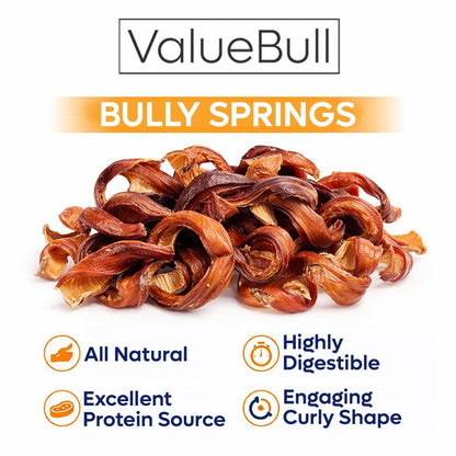 ValueBull Curly Bully Sticks for Dogs, 6-9 Inch, 10 Count - Spirals - 10 Sticks