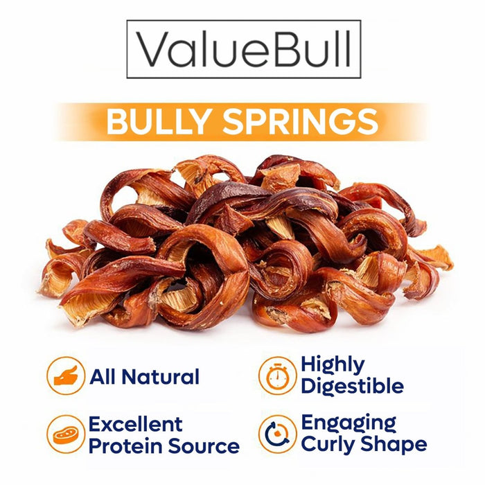 ValueBull Curly Bully Sticks for Dogs, 6-9 Inch, 50 Count - Spirals - 50 Sticks