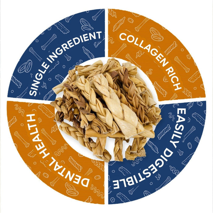 ValueBull Lamb Collagen Braids for Dogs, Varied Sizes & Shapes, 200 Count Bulk Pack - Lamb - 200 Braids