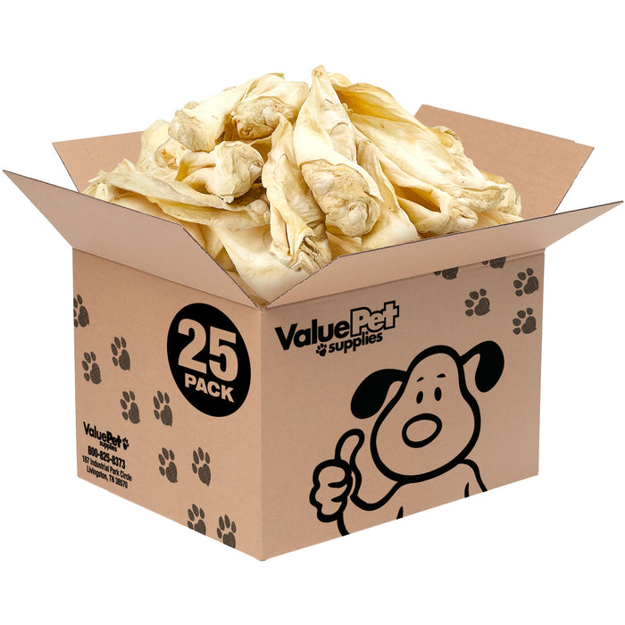 ValueBull Premium Cow Ears for Dogs, 25 Count Bulk Pack - Beef - 25 Ears