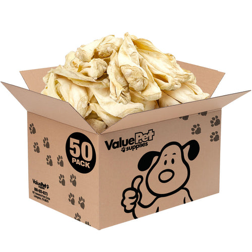 ValueBull Premium Cow Ears for Dogs, 50 Count Bulk Pack - Beef - 50 Ears
