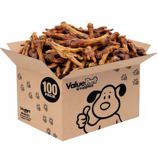 ValueBull Turkey Feet Dog Chews, 100 Count Wholesale Pack - Turkey - 100 Feet