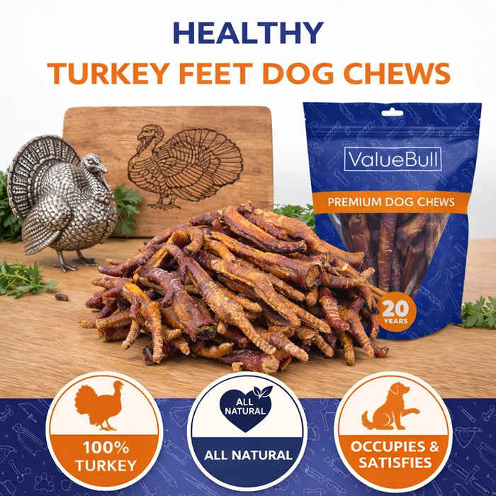 ValueBull Turkey Feet Dog Chews, 5 Count - Turkey - 5 Feet