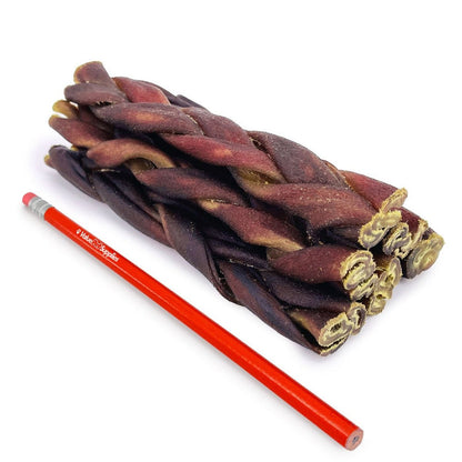 ValueBull USA Beef Collagen Braid for Large Dogs, Medium 6 Inch 10 Count - Medium - 10 Braids
