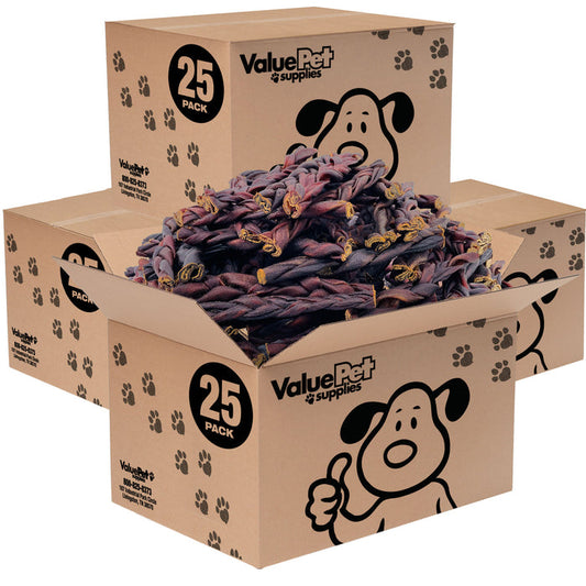 ValueBull USA Beef Collagen Braid for Large Dogs, Medium 6 Inch 100 Count Bulk Pack - Medium - 100 Braids