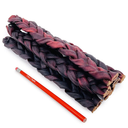 ValueBull USA Beef Collagen Braid Large Dog Chews, Thick 12 Inch 10 Count - Thick - 10 Braids