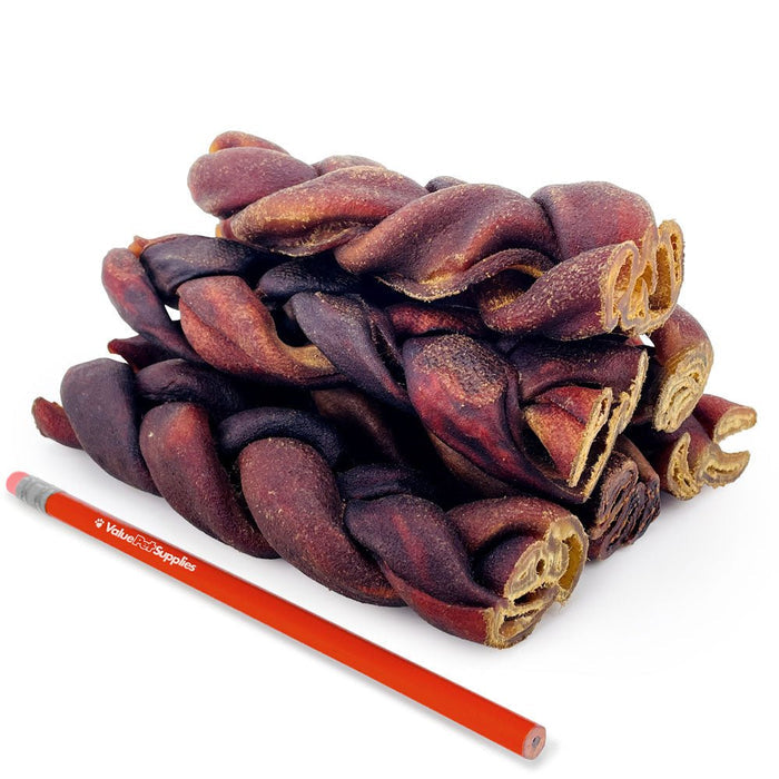 ValueBull USA Beef Collagen Braids for Large Dogs, 6 Inch Jumbo, 10 Count - Jumbo - 10 Braids