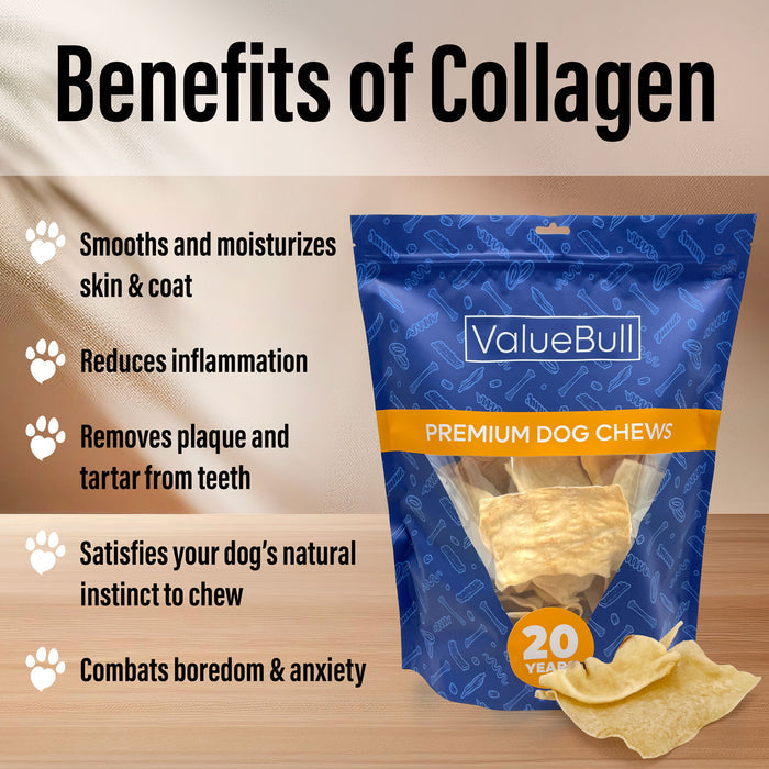ValueBull USA Beef Collagen Chips Dog Chews, 2 Pound - Natural - 2 Pound