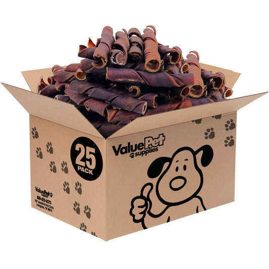 ValueBull USA Beef Collagen Curly Spirals, 5-6 Inch Thick, 25 Count Bulk Pack - Thick - 25 Spirals