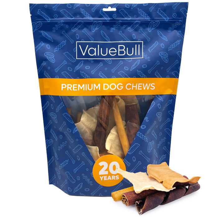 ValueBull USA Beef Collagen Dog Chews, Fun Shapes Variety Mix, 1 Pound - Varied - 1 Pound
