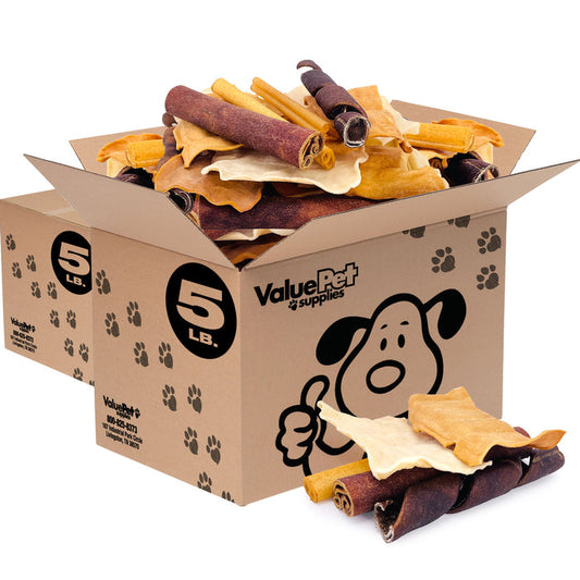 ValueBull USA Beef Collagen Dog Chews, Fun Shapes Variety Mix, 10 Pound Bulk Pack - Varied - 10 Pound