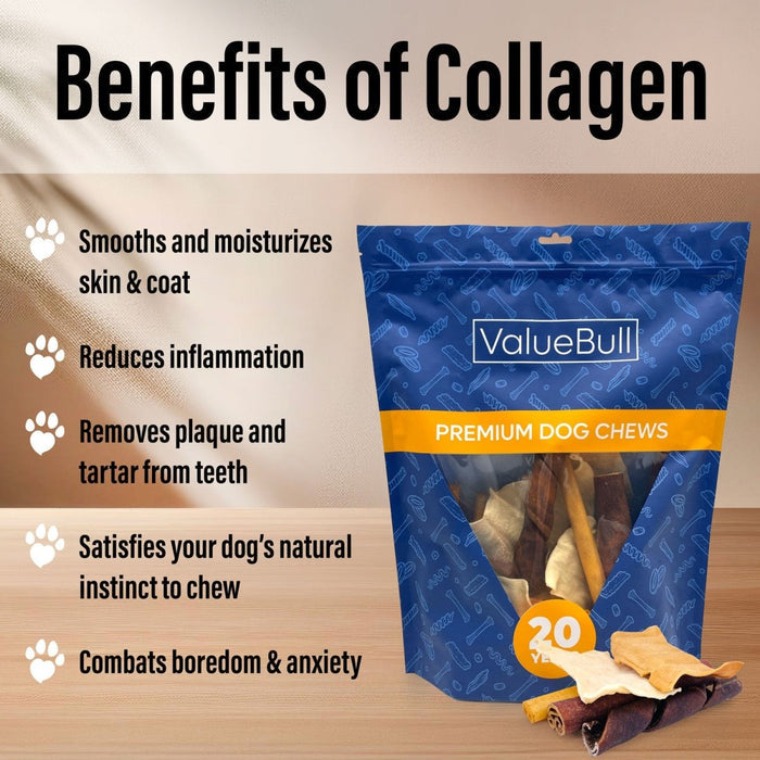 ValueBull USA Beef Collagen Dog Chews, Fun Shapes Variety Mix, 5 Pound Bulk Pack - Varied - 5 Pound
