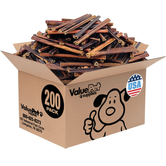 ValueBull USA Beef Collagen Sticks, 6 Inch Extra Thin Chews, 200 Count Bulk Pack - Extra Thin - 200 Sticks