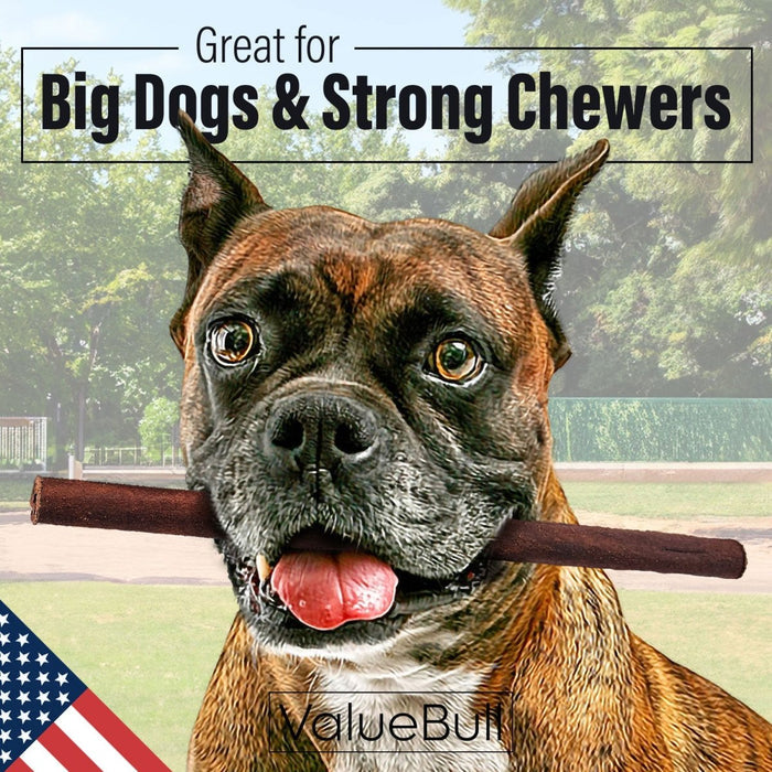 ValueBull USA Beef Collagen Sticks for Dogs, 12 Inch Thick Chews, 50 Count Bulk Pack - Thick - 50 Count