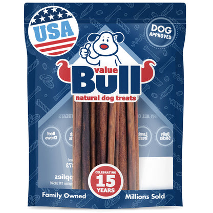 ValueBull USA Beef Collagen Sticks for Dogs, 12 Inch Thin Chews, 10 Count