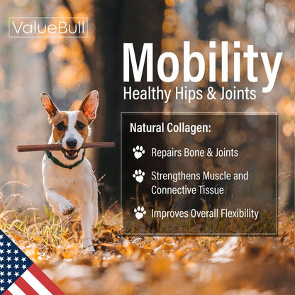 ValueBull USA Beef Collagen Sticks for Dogs, 12 Inch Thin Chews, 10 Count