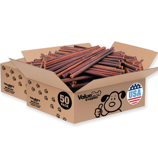 ValueBull USA Beef Collagen Sticks for Dogs, 12 Inch Thin Chews, 100 Count Bulk Pack