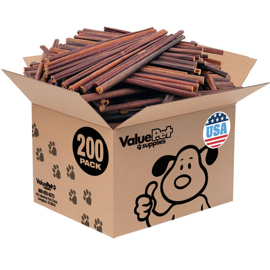 ValueBull USA Beef Collagen Sticks for Dogs, 12 Inch Thin Chews, 200 Count Bulk Pack - Thin - 200 Count