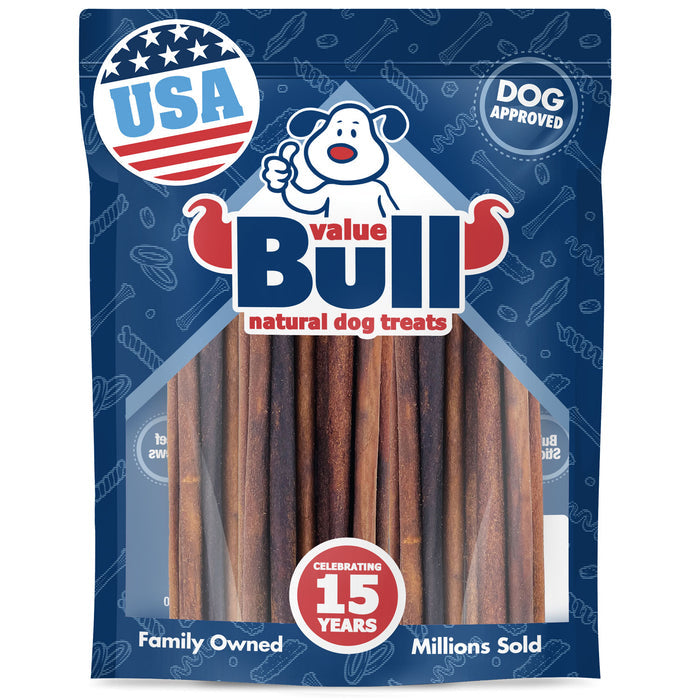 ValueBull USA Beef Collagen Sticks for Dogs, 12 Inch Thin Chews, 25 Count - Thin - 25 Count