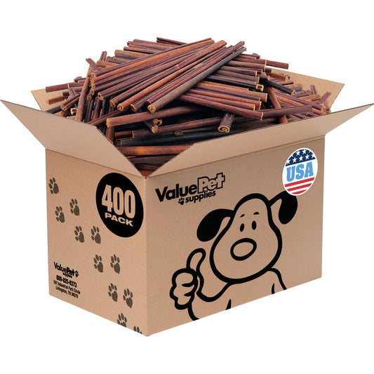 ValueBull USA Beef Collagen Sticks for Dogs, 12 Inch Thin Chews, 400 Count Wholesale Pack - Thin - 400 Count