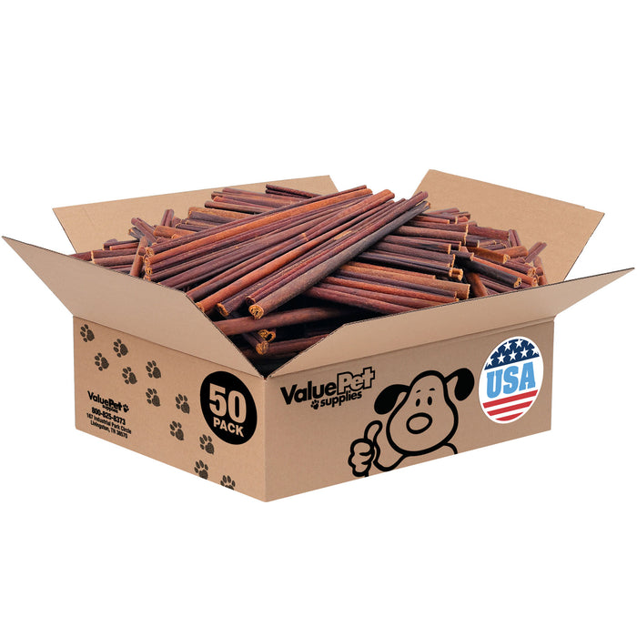 ValueBull USA Beef Collagen Sticks for Dogs, 12 Inch Thin Chews, 50 Count Bulk Pack