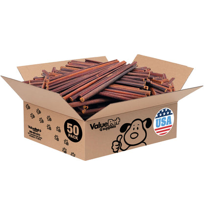 ValueBull USA Beef Collagen Sticks for Dogs, 12 Inch Thin Chews, 50 Count Bulk Pack